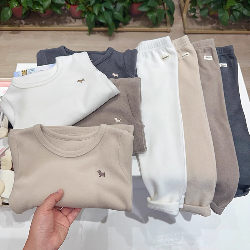 Skin-Friendly Small Heater~ Boys and Girls Autumn and Winter Pajamas Set Soft and Comfortable Thermal Underwear Two-Piece Set