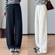 3D环形松紧腰毛呢镰刀裤窄版阔腿羊毛直筒休闲裤女秋冬L1028D