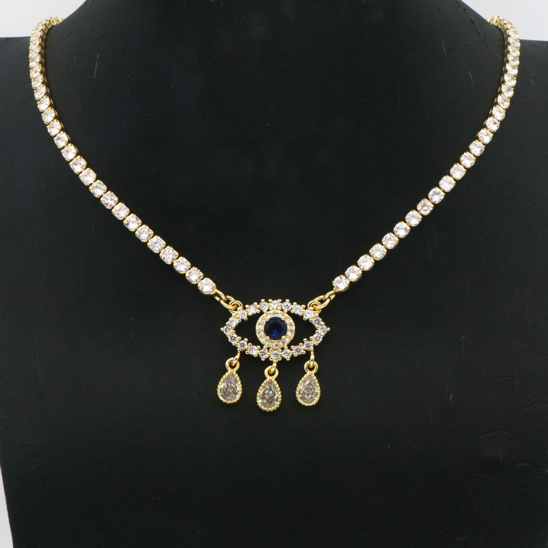 Fashion Devilu0027S Eye Copper Inlay Zircon Pendant Necklace 1 Piece