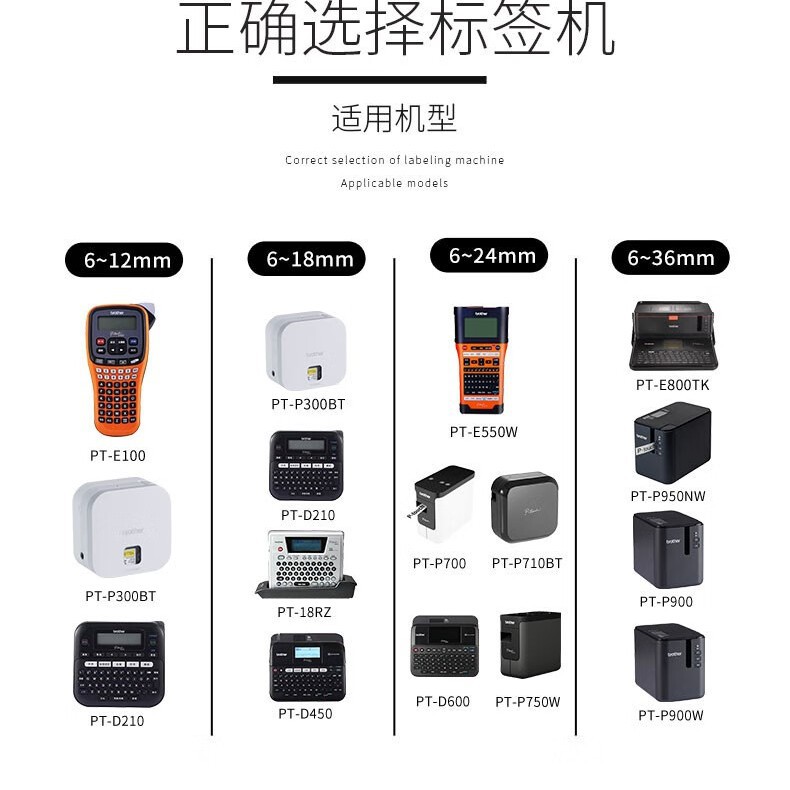 Koster (KST) KZe - 261 cinta de etiqueta (36mm * 8m) letra negra sobre fondo blanco para hermanos