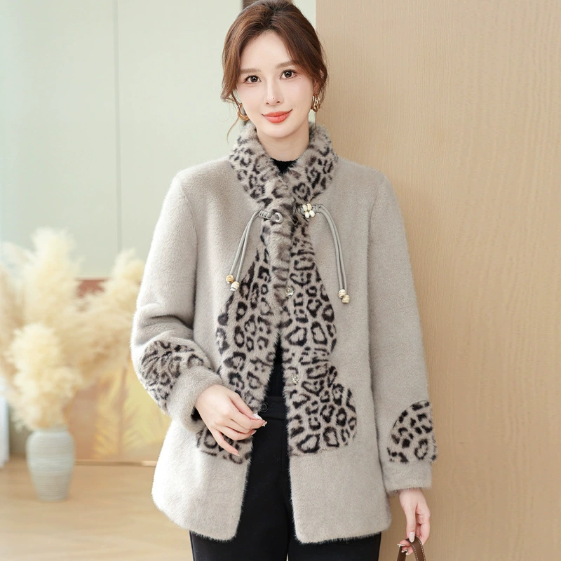 Elite demi-season coat for mother, velvet jacket, for middle age, plus size