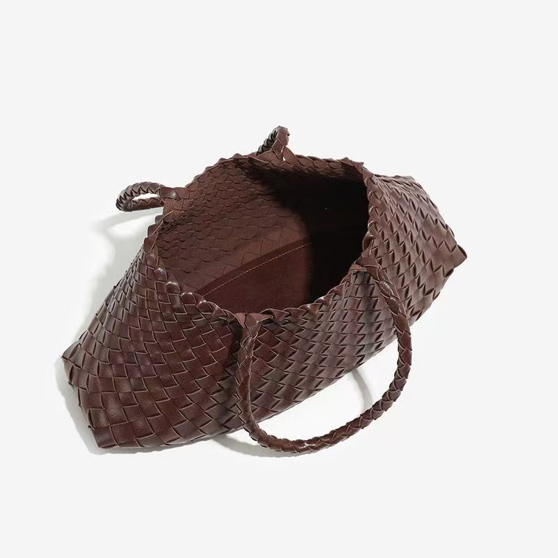 Dragon Woven Bag 2025 French Style Market Basket Cowhide Leather Retro Artistic Versatile Women's Handbag & Crossbody Bag - Thumbnail 3