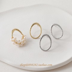 14kメッキの本物の金の保色は簡単で、楕円のイヤリングのイヤリングのdiyの手は真珠の材料の部品を作ります。