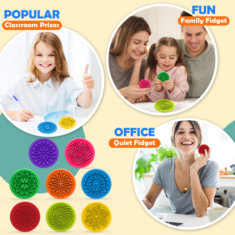 跨境新品Fidget Toys儿童感官石 儿童解压玩具柔软硅胶纹理担忧石|undefined