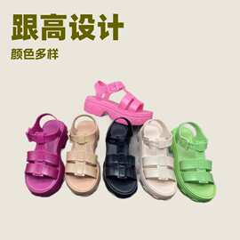 罗马凉鞋女夏季新款时尚休闲一字型厚底凉拖学院风一字扣运动凉鞋