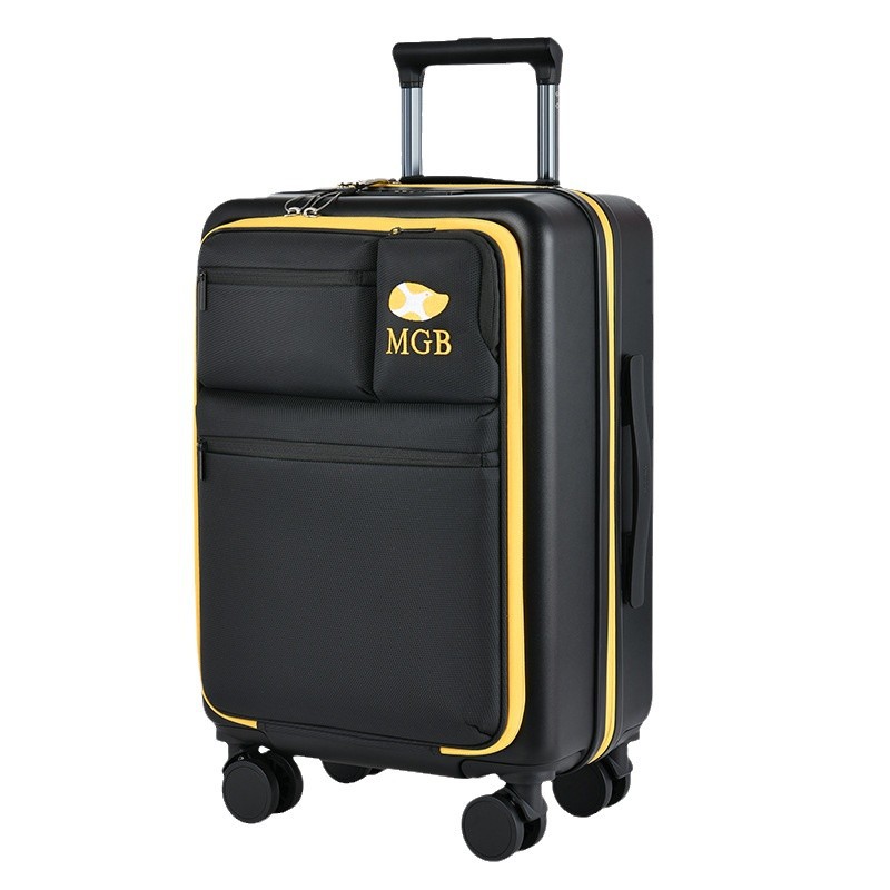Vali du lịch mở rộng siêu nhẹ 20 inch bánh xe đa hướng — Túi xe đẩy màu vàng