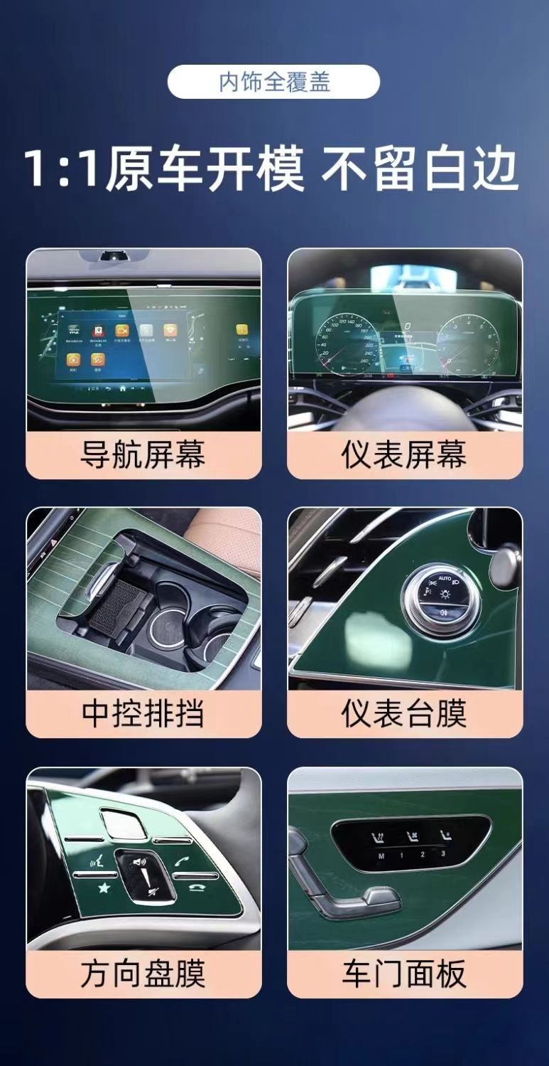 Suitable for 24-26 Models of Mercedes-Benz E-Class E300L Interior Film Protective Sticker E260L Central Control Navigation Screen Film Modification Parts