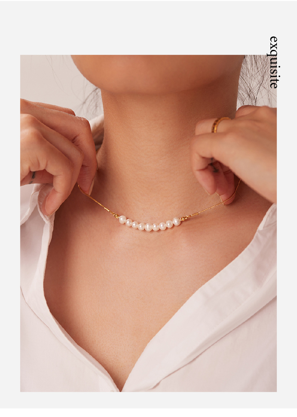 Retro Geometric Stainless Steel Titanium Steel Plating Pearl Necklace