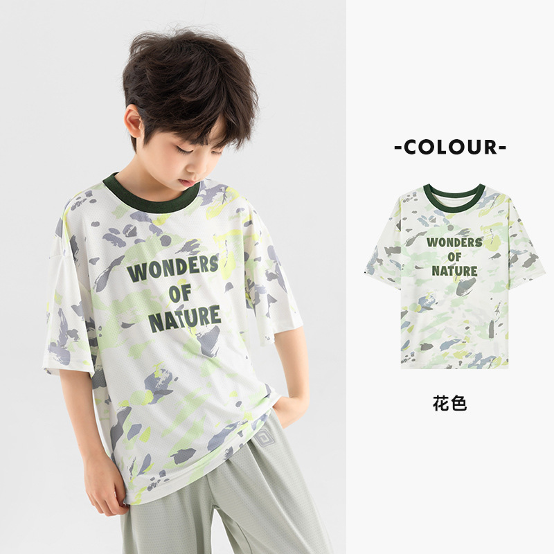 【Tシャツコレクション】Duojia ボーイズ Tシャツ 2025 夏 ストレッチ アイスコットン 半袖 子供用 柔らかい肌に優しいトップス|undefined