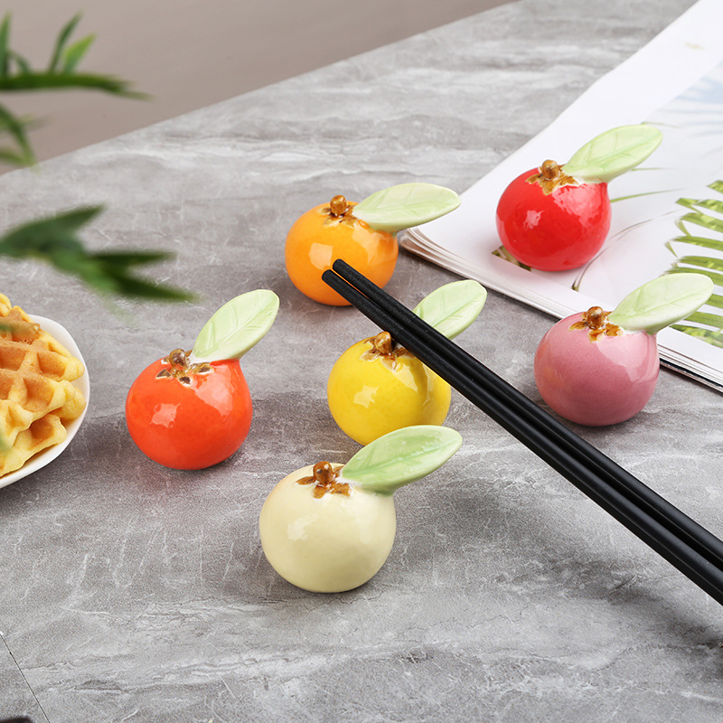 Creative Ceramic Orange Chopsticks Rest Chopstick Stand Japanese Style Fruit Chopstick Holder Orange Luck Home Dining Table Small Decor