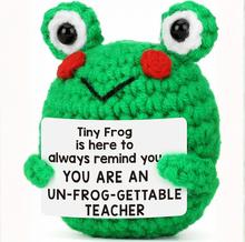 亚马逊跨境热销毛线Emotional Support frog手工钩织摆件正能量卡