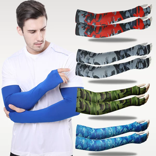 Cross-border Riding Ice Silk Sunscreen Sleeves Summer Outdoor Sports Fishing Mountaineering UV Protection Dewfinger Breathable Ice Sleeves