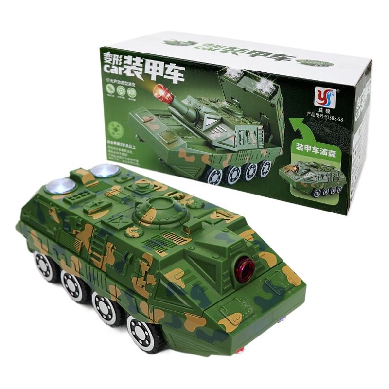 Transfronterizo juguetes eléctricos para niños Universal tanque deformación robot modelo iluminación música puesto juguetes al por mayor