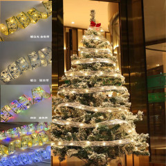 クロスボーダークリスマスリボンLEDライトストリングクリスマスツリー装飾ライトサテンライトプレゼントボックス装飾リボンフラッシュライトストリング