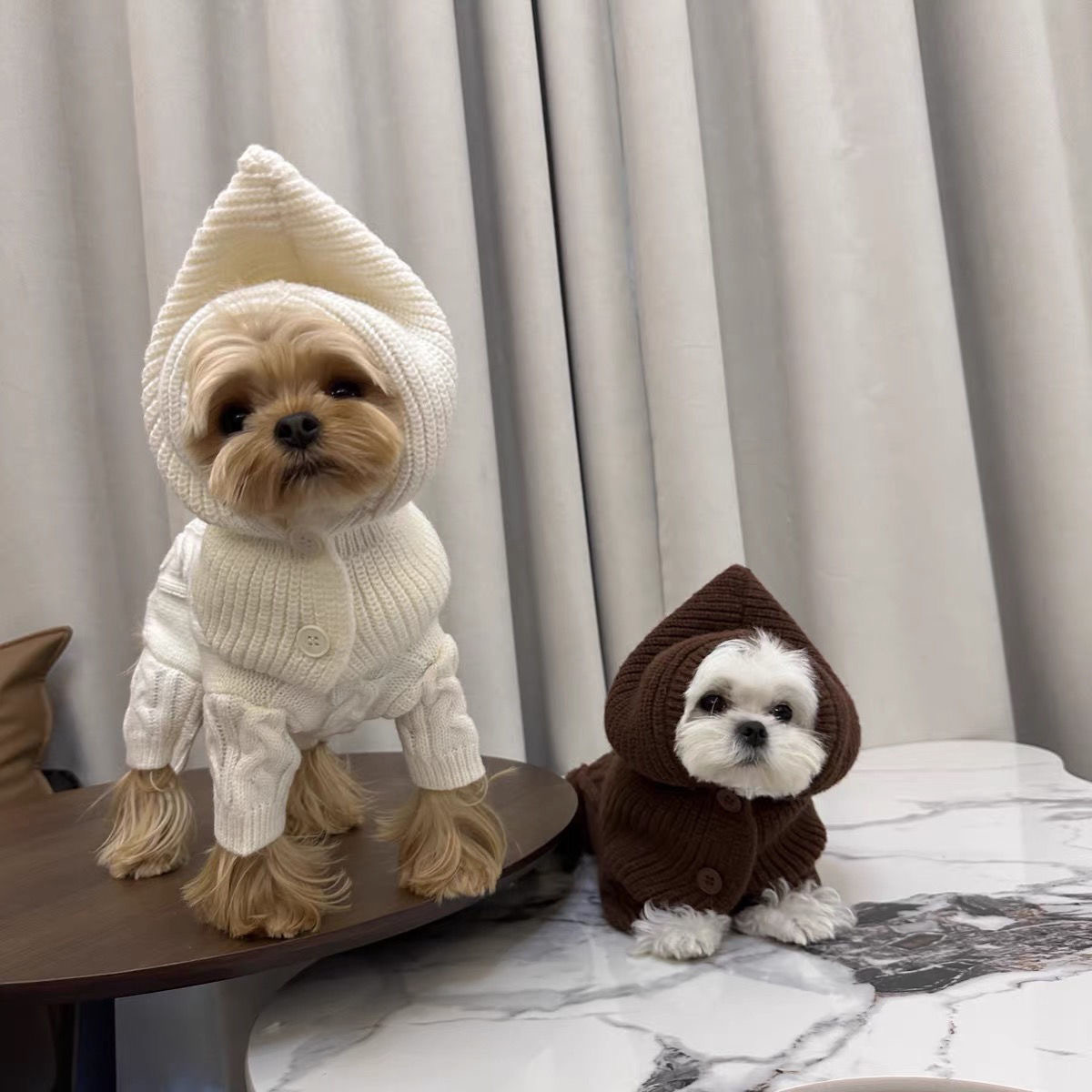 Quần áo cho chó mùa thu và mùa đông ấm áp phong cách tây gấu Teddy Shiba Inu dễ thương nổi tiếng trên mạng York áo len giữ ấm bốn chân