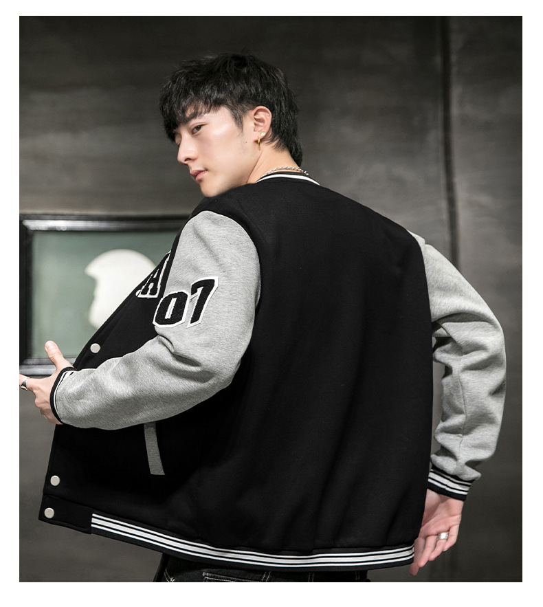 Giacca baseball uomo patchwork tendenza bomber casual_voghion.com