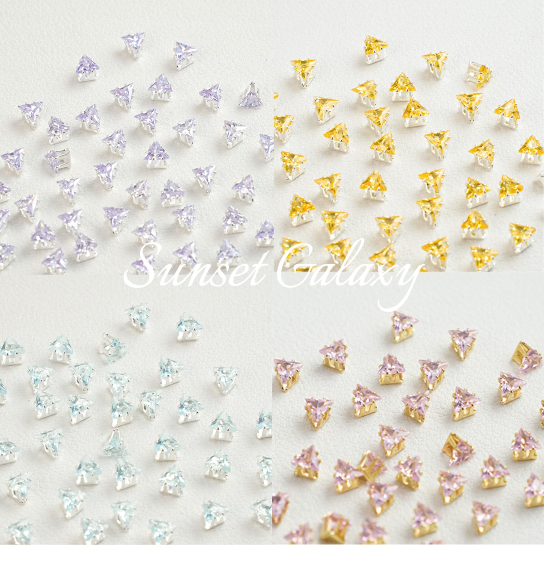Triangular Copper Plated 18K Gold Multi-Faceted Zircon Claw Drill Spacer Beads Handmade DIY Beading Material Bracelet Accessories