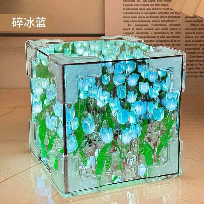 ルービックキューブチューリップ花海小夜灯手作りdiy材料鏡花束プレゼント誕生日プレゼント彼女|undefined