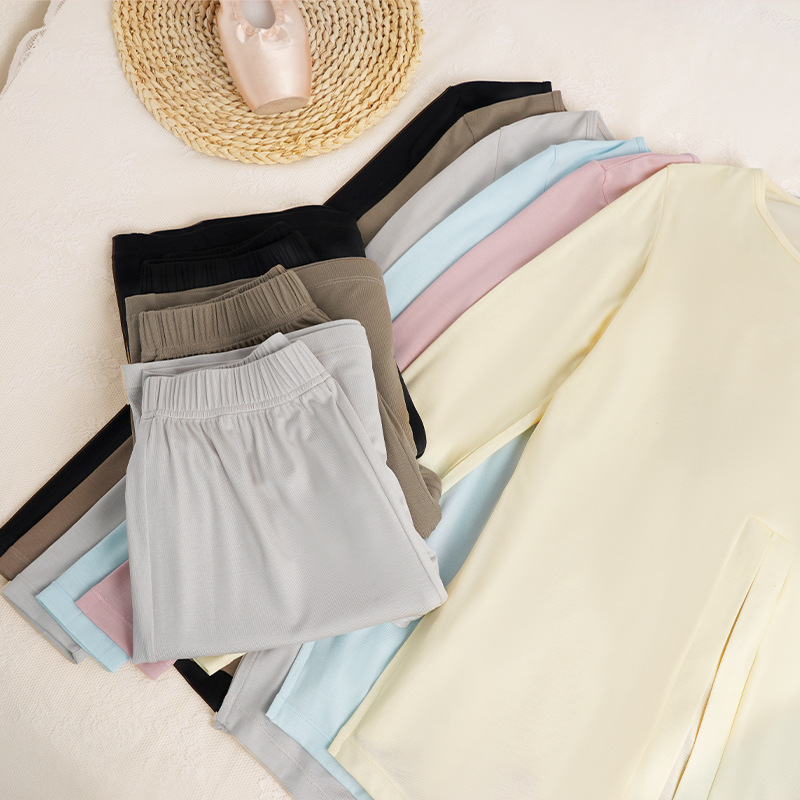 Ropa de yoga, mujeres adultas, danza china, danza moderna, tops sueltos, pantalones anchos de punto de todo fósforo casuales de manga larga, pantalones