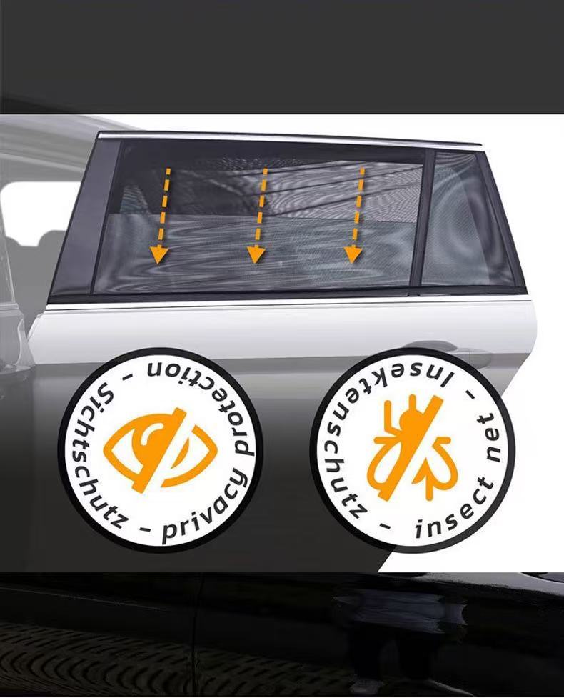 Cross-Border Car Sunshade Curtain, Car Door and Window Mesh Curtain, Double-Layer Sunshade and Heat Insulation Zipper Type, High Elasticity for Car and Outdoor Use