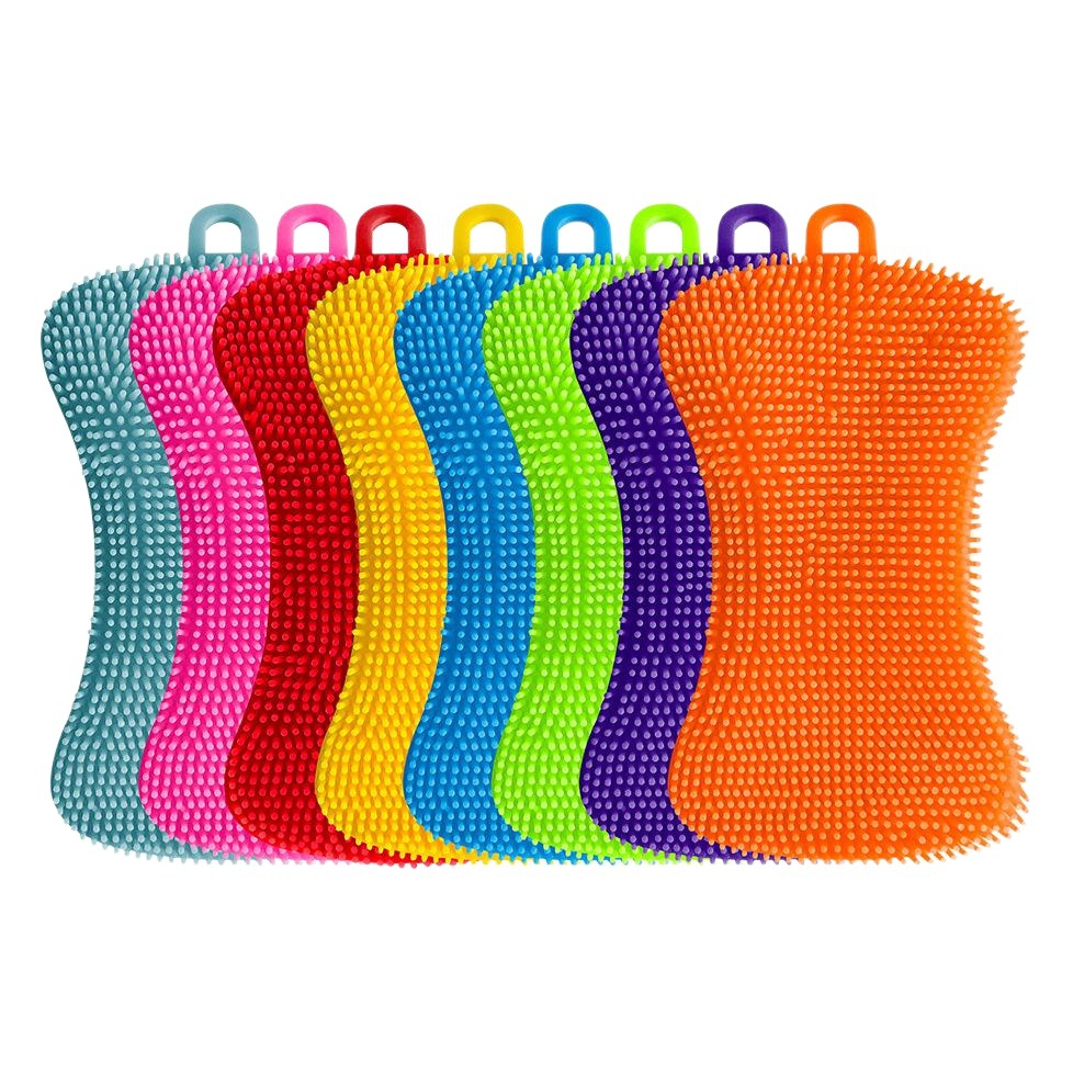 Cepillo de lavado multifuncional Cepillo de cocina para el hogar Cepillo de olla artefacto de lavado de platos de color con orificio colgante Cepillo de lavado de olla spot al por mayor