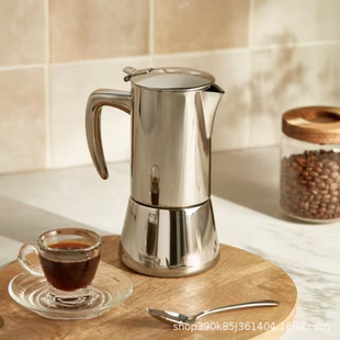 Stainless Steel Moka Pot Portable Single Valve Hand-Brewed Coffee Pot Extraction Coffee Filter Pot Filter Electric Coffee Making Appliance