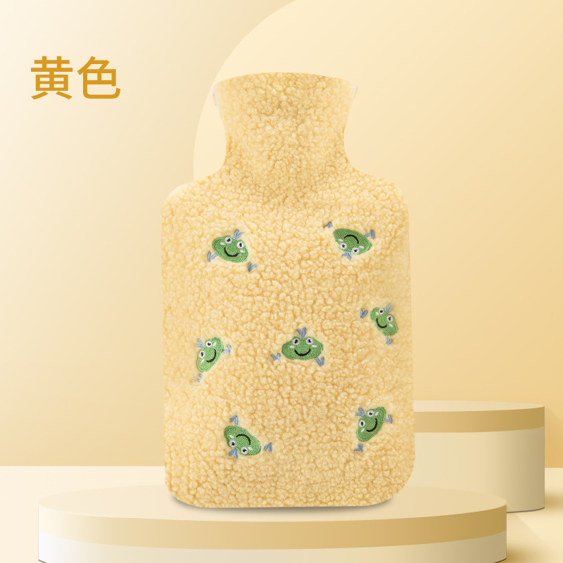 Lexueer goma bolsa de agua caliente inyección hogar compresa caliente bordado felpa cubierta de tela nueva irrigación mano caliente al por mayor
