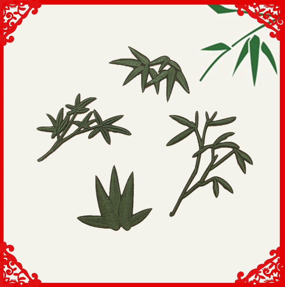 菠仔新款墨竹布贴古风刺绣贴手提袋装饰贴纸服装辅料补丁 贴竹子