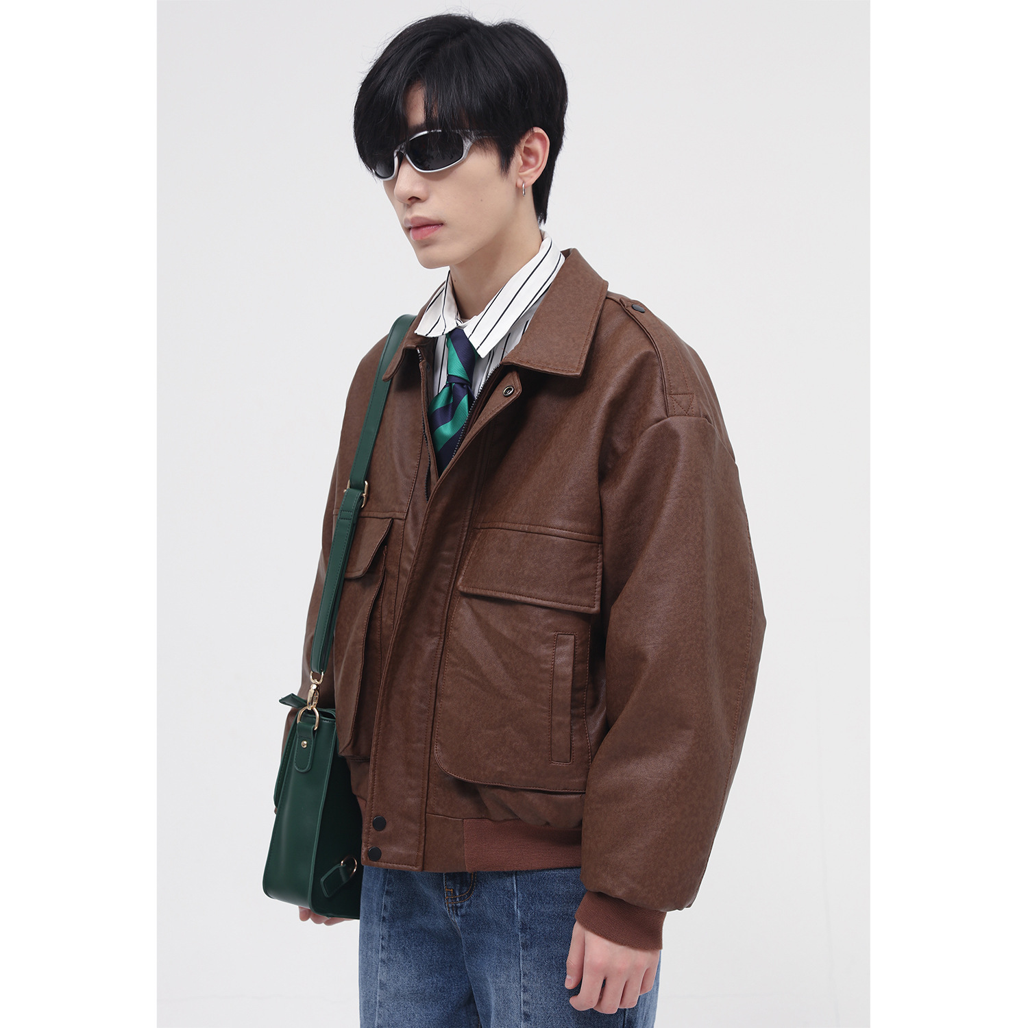 Ropa de Hombre | Invierno nuevo estilo retro de Hong Kong chaqueta de cuero de motocicleta estilo coreano chaqueta acolchada de moda para hombres y mujeres