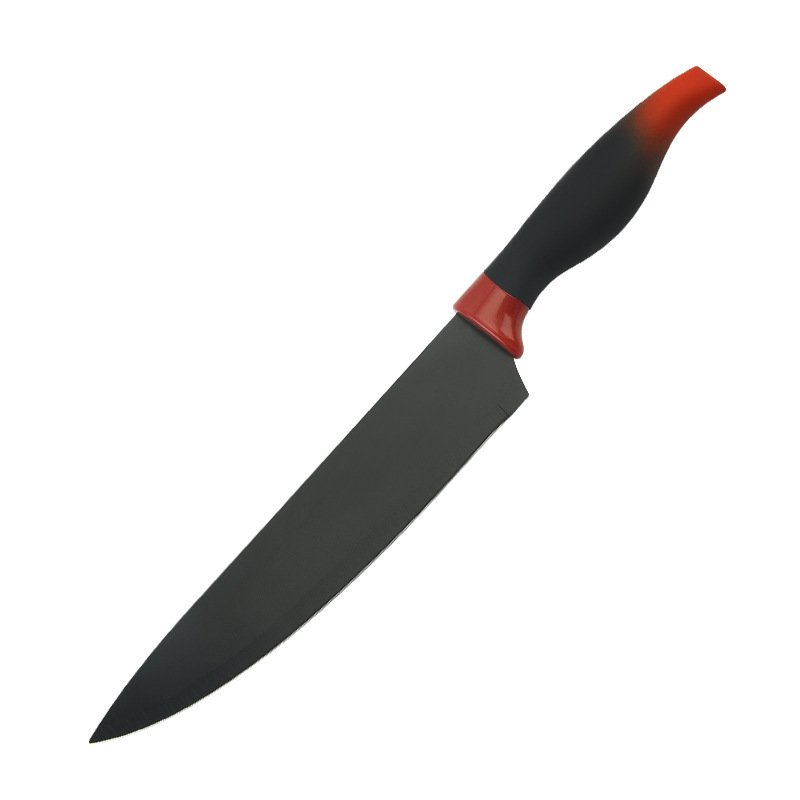 Comercio exterior al por mayor de goma plástico color gradiente mango de abdomen de acero inoxidable pulverización de pintura cuchillos de cocina regalos de plástico transfronterizos