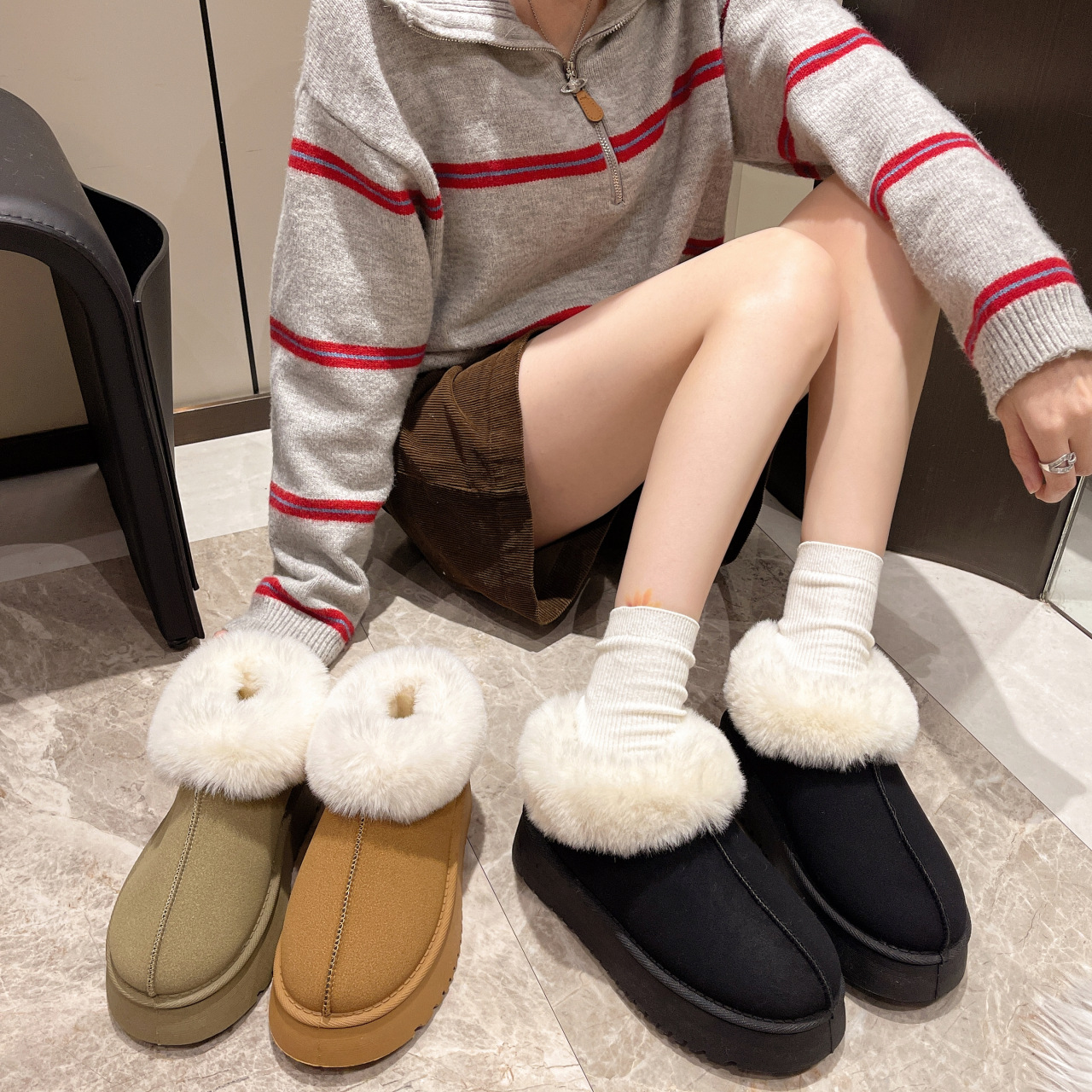 Snow boots women's new winter thick soles short cylinder thick slip-on lazy light cotton shoes_voghion.com
