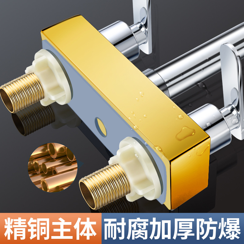 lavabo de cobre de doble control general frío y caliente doble mango lavabo