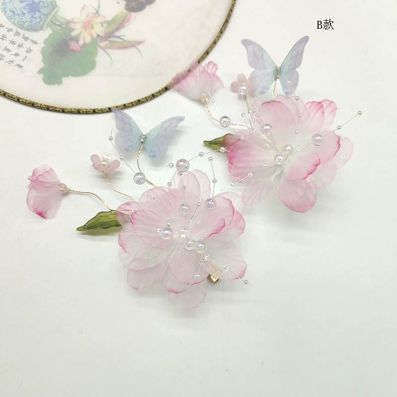 Ручная Hanfu цветочная заколка-головной фиксатор, пружинный зажим, 25 г