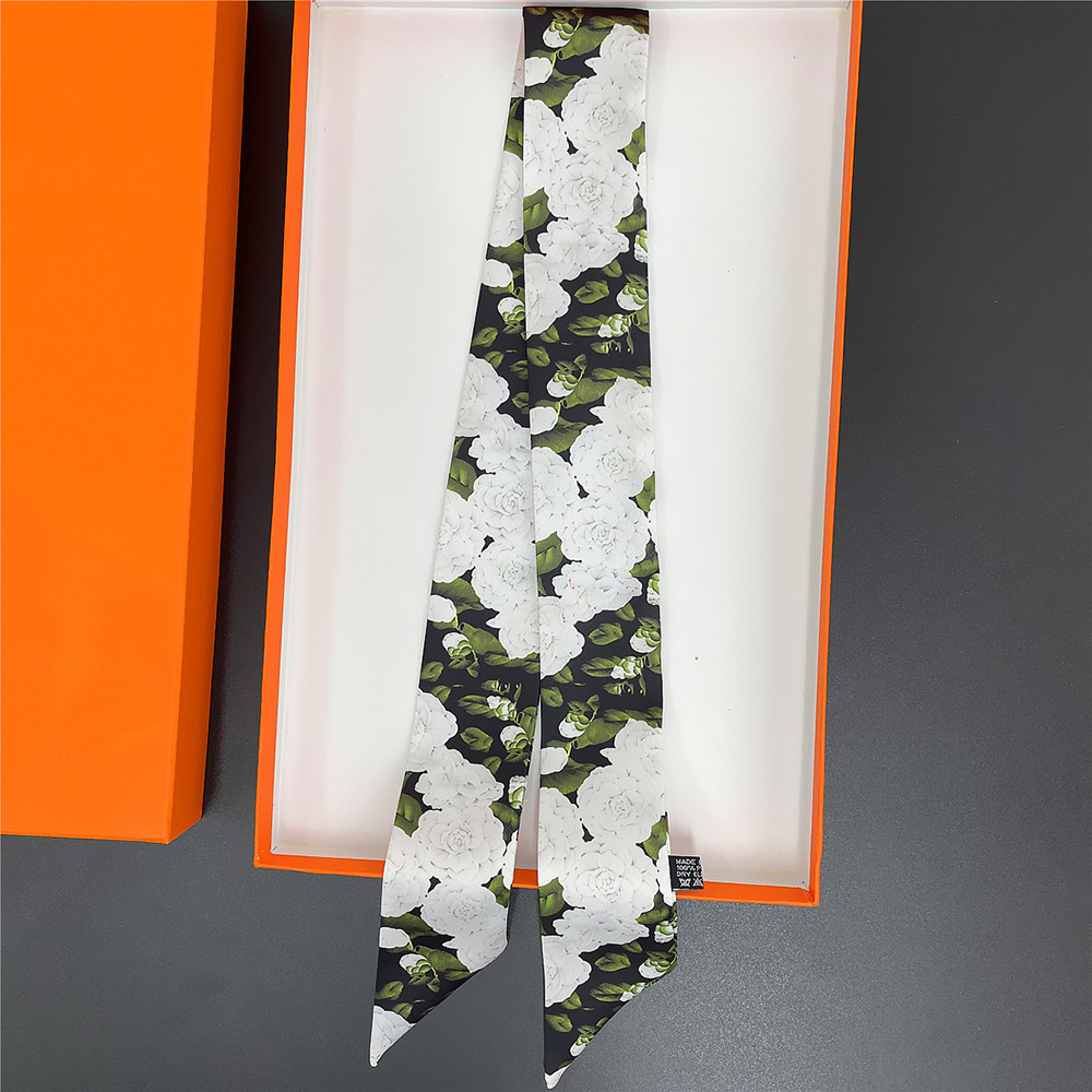 Printing Design Elegant Style Women'S Elegant Bag Rose Flower Satin Printing Silk Scarf