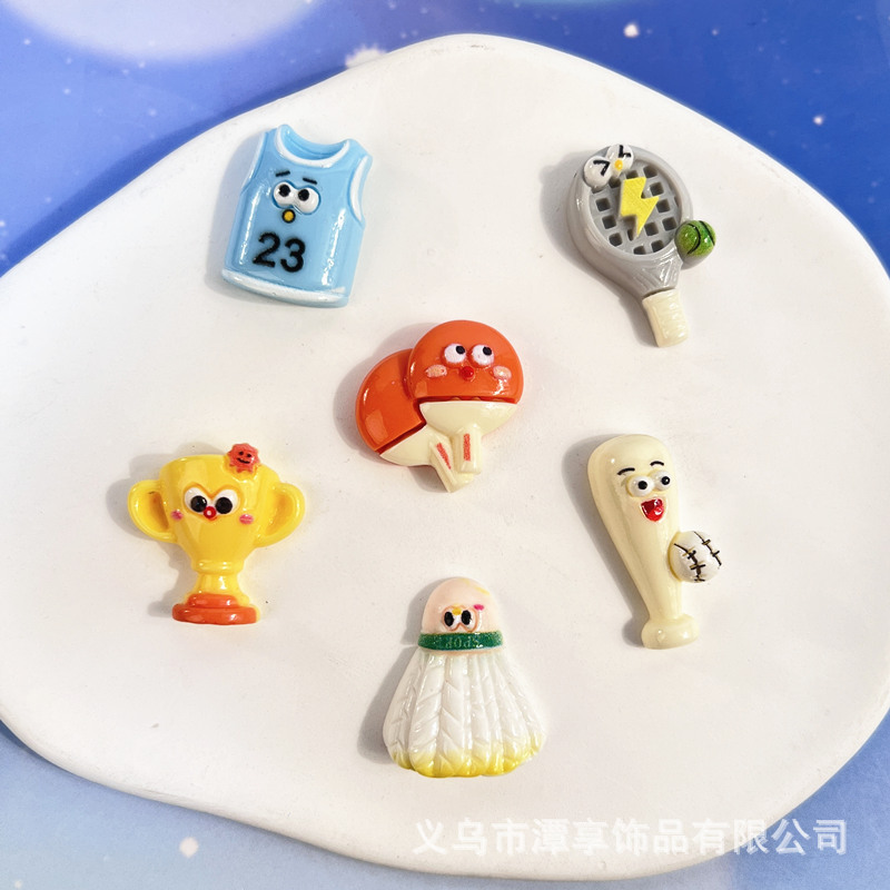 体育运动羽毛球棒球树脂饰品配件diy奶油胶手机壳发饰收纳盒装饰