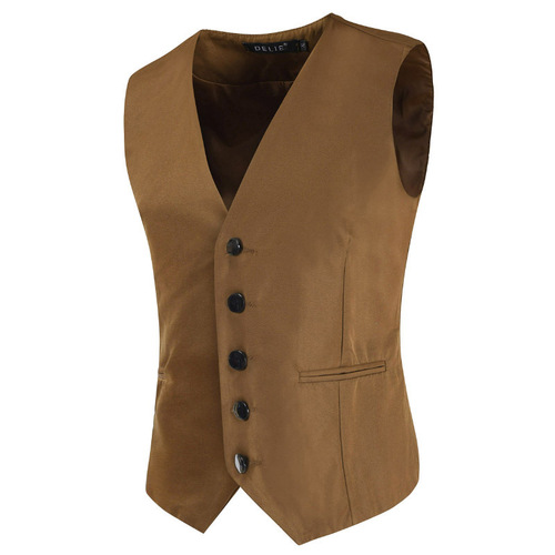 European and American Fashion Men's Suit Vest Korean Style Slim Fit Casual Solid Color Large Men's Vests