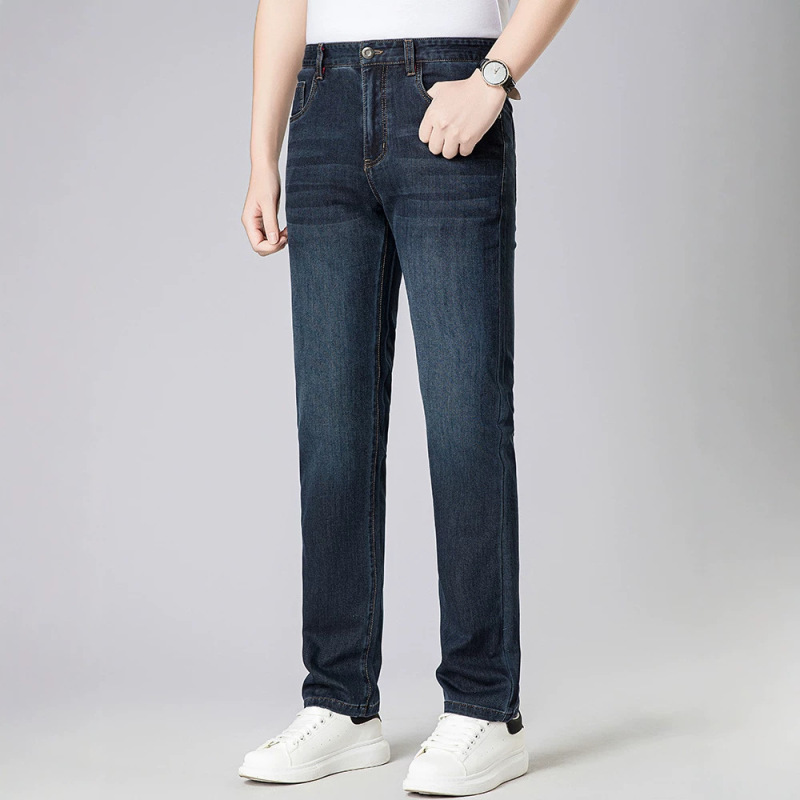 Authentic Straight-Leg Jeans for Men, 2026 Summer New Style, Loose Fit, Wrinkle-Free, Casual Pants for Middle-Aged Dads