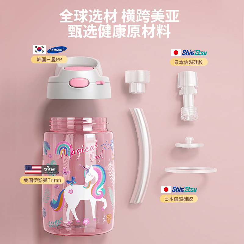 JEKOプラスチックカップスポーツカップ携帯型子供カップ夏の宇宙カップクリエイティブボトル透明ストロー|undefined