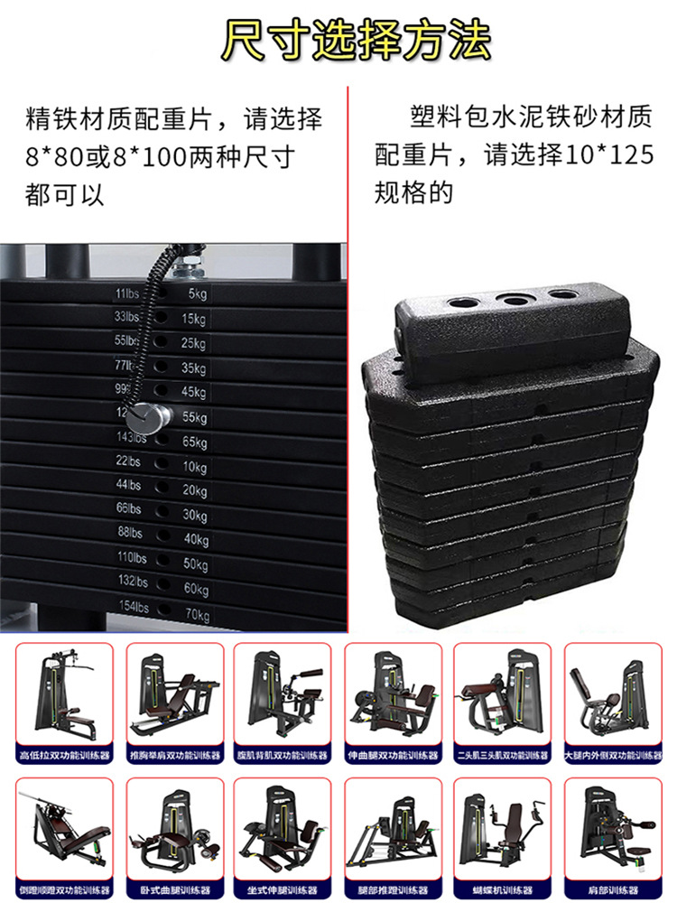 Equipo de ejercicios pieza de contrapeso con alambre accesorio de perno magnético gimnasio dispositivo de fuerza ajustación de perno magnético