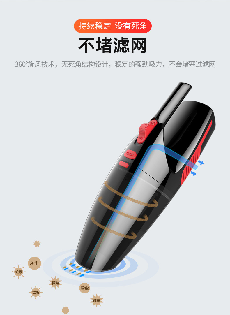 [Oem Customization] Car Wireless Vacuum Cleaner with Super Powerful Suction, Mini Handheld Vacuum Cleaner for Vehicles