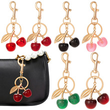 跨境樱桃女包包挂件精致车厘子水果钥匙扣挂饰多色樱桃钥匙扣包挂