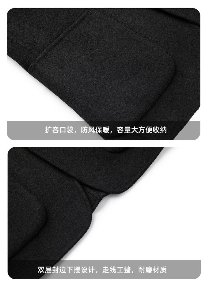 Áo vest nam dạ len hai mặt có lớp lót lông vũ tháo rời, tay dài, cổ vest — Cà phê xám, màu xám đậm, đen chi tiết 19