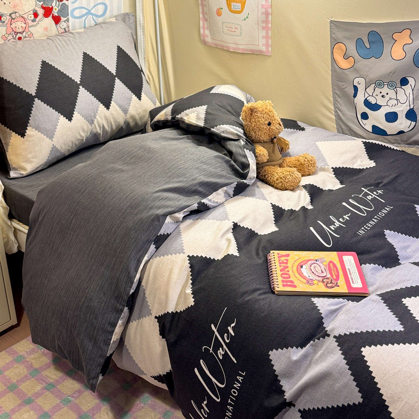 Ropa de cama de tres piezas para dormitorio de estudiantes de algodón puro 100% algodón, ropa de cama para dormitorio individual y doble, juego de cuatro piezas