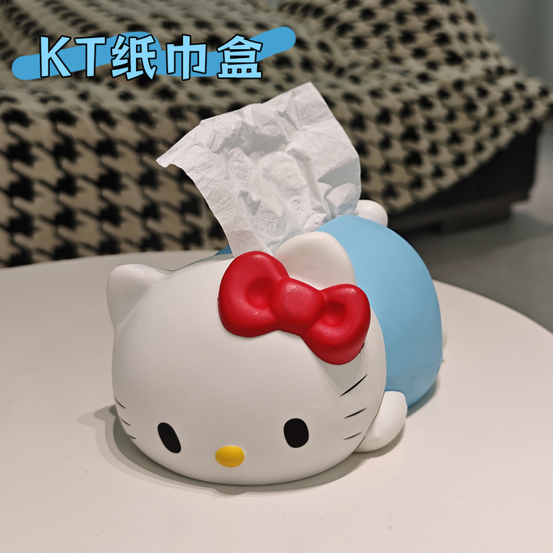 跨境卡通趴姿KT猫纸巾盒创意桌面实用收纳好物少女心礼品|undefined