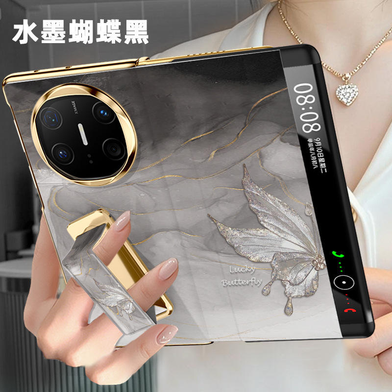 【翻盖腕带支架】水墨蝴蝶适用华为matex6手机壳简约高级mate x6|undefined