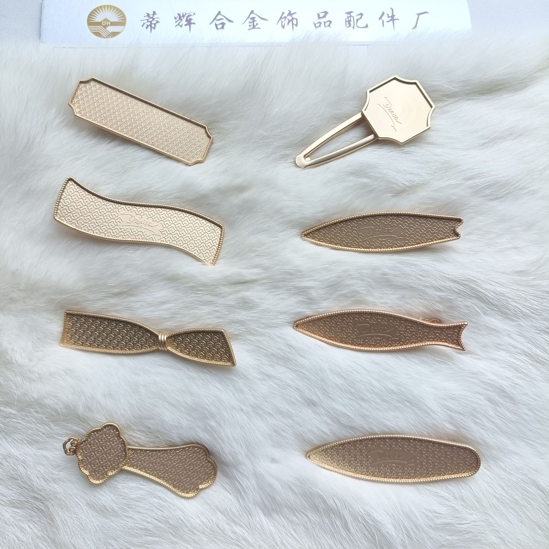 新海洋小鱼小船平夹发夹 中式刺绣宋锦DIY贴皮盘发饰品配件材料厂