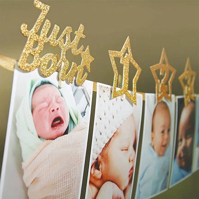 Five-pointed star clip photo frame photo flag paper flower baby…