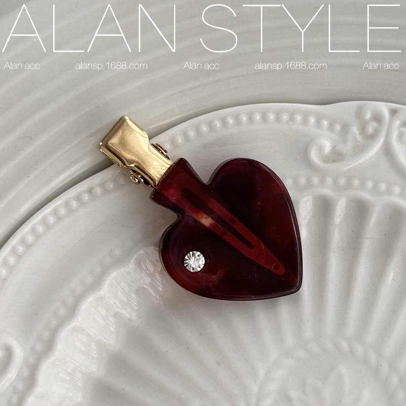 Alan Sweet Girly Star Love ダイヤモンド付きプリンセスヘッドバングヘアクリップ酢酸繊細なヘアクリップサイドクリップ|undefined
