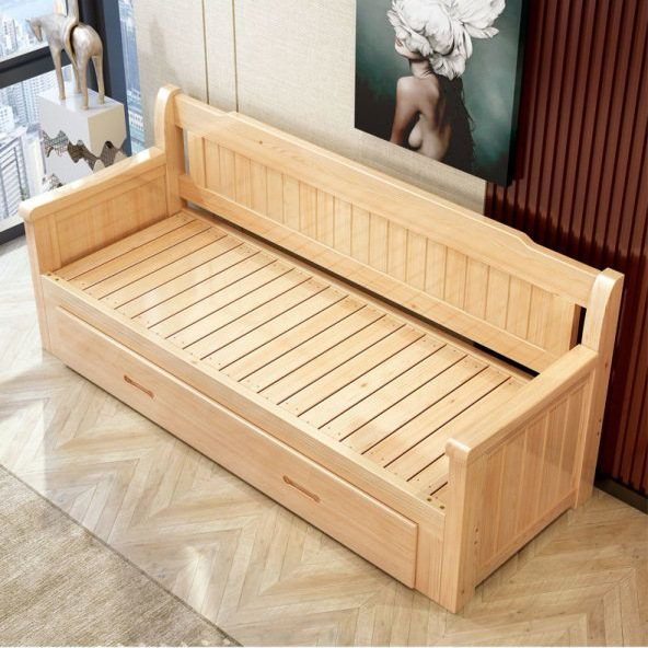 Solid Wood Folding Sofa Bed, Dual-Purpose for Living Room, Suitable for Small Apartments and Rental Houses, 1.2m 1.68m m Multifunctional