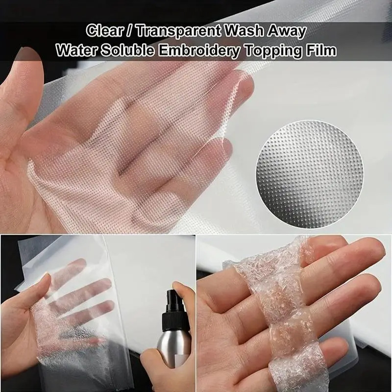 TEMU亚马逊厂家热销小规格刺绣冷水溶膜1m*1m电脑绣花pva水溶性膜